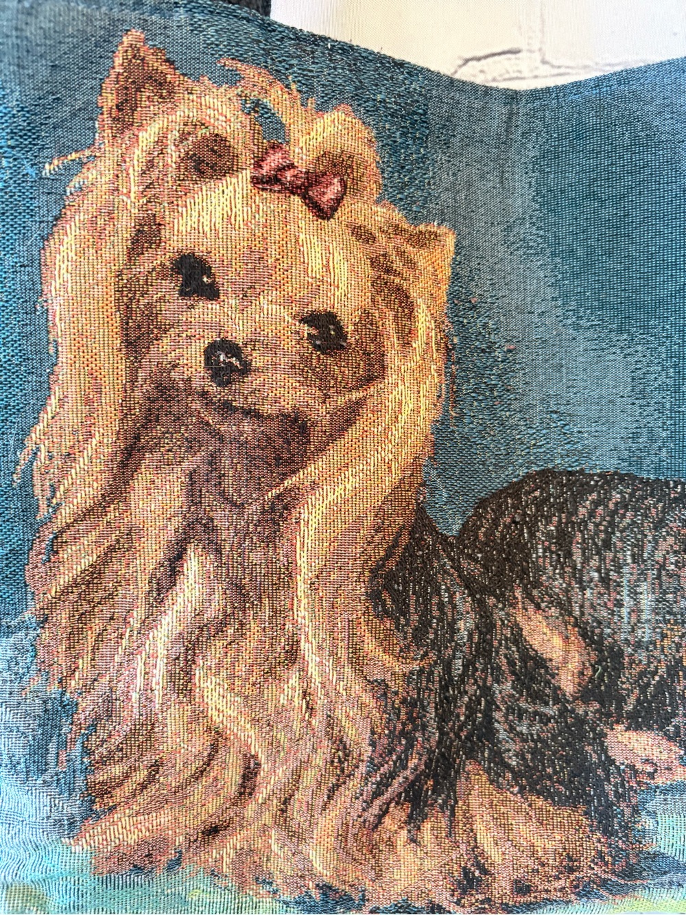Yorkshire Terrier Tapestry Tote Bag Fancy Yorkies Dog 16” x 14” Linda Picken - Picture 12 of 13